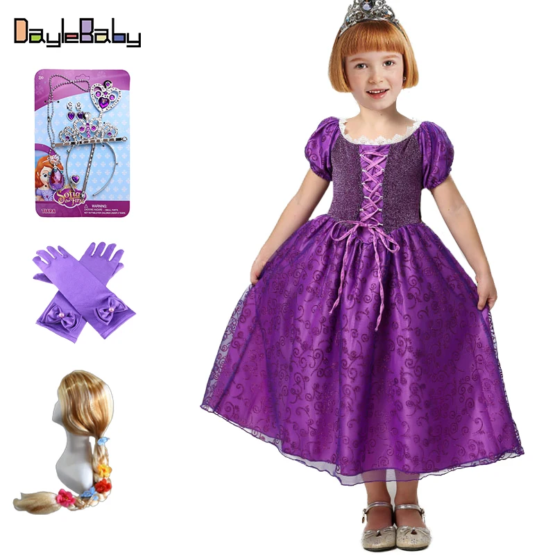 여자를 위한 멋진 라푼젤 드레스 겨울 소피아 파티 의상, 첫 번째 공주 소피아 발목 어린이 생일 드레스Dresses
