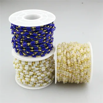 

10m/2*4mm 1roll/lot New arrival colorful plated stone rosary chains,wire coiled copper chain,necklace chain jewelry accessories