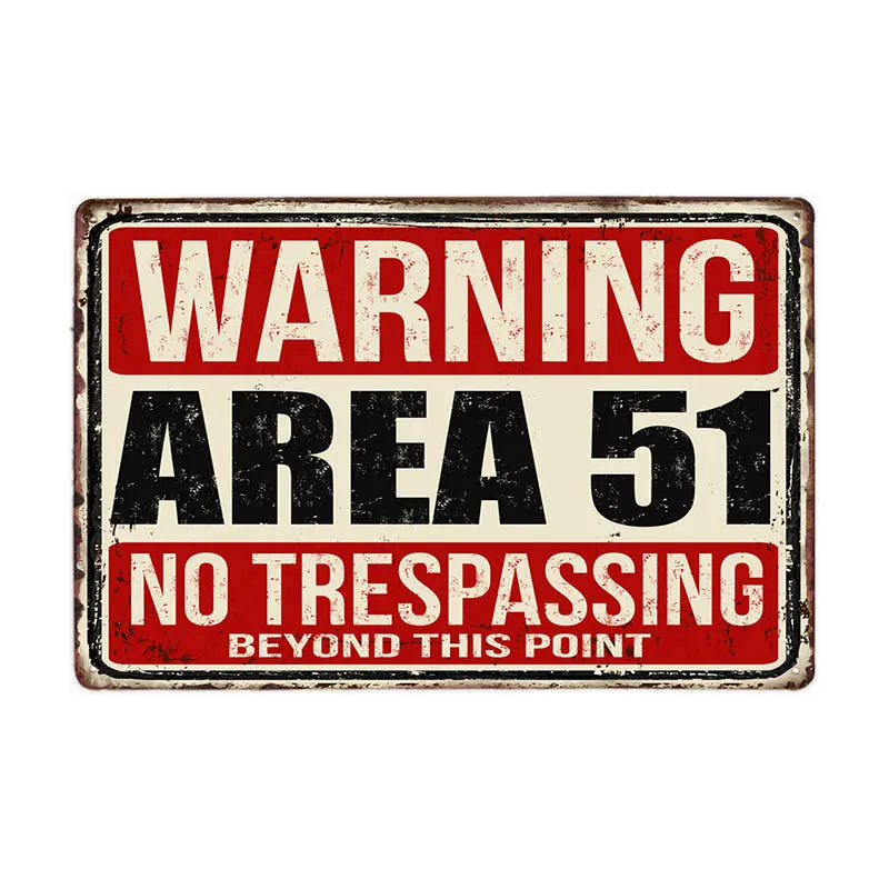 Carteles De Metal Винтаж Area 51 Предупреждение Бар Декор Винтаж металлический знак Wall Art Для для гаража паба кафе стены Стикеры 20*30 см - Цвет: Бургундия
