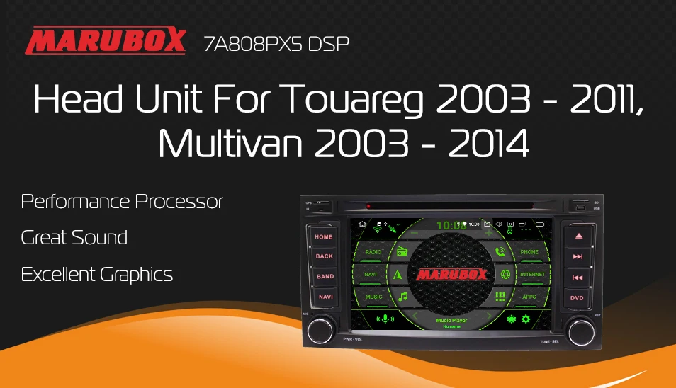 Clearance Marubox 7A808PX5 DSP, 4GB 64GB 2 Din Car Multimedia Player for Multivan 2003-2014 DVD Radio, Android 9.0 0
