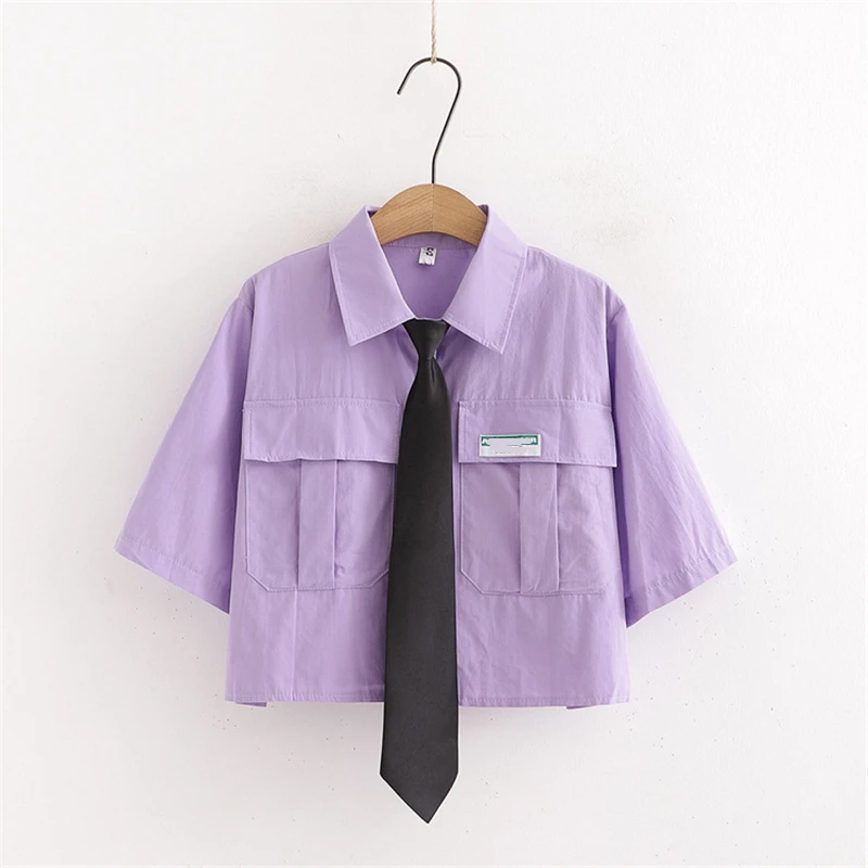 Korean Fashion Purple Short Sleeve 