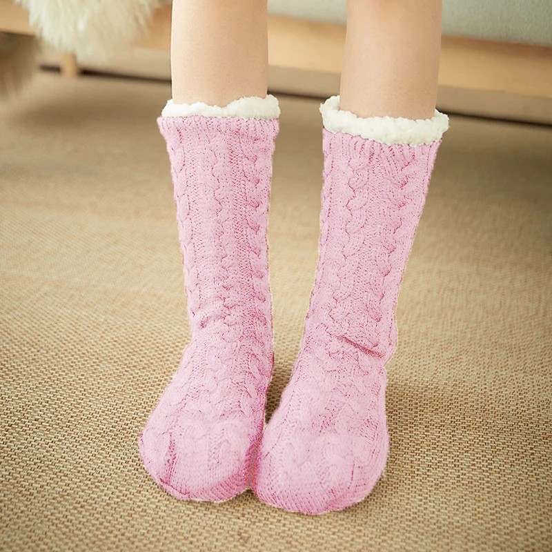 Зимние теплые нескользящие носки удобные женские зимние носки-тапочки уютные пушистые флисовые Носки Рождественский подарок с грипп