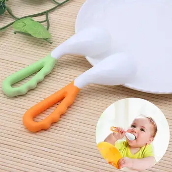 

Child Feeding Spoon Curved Two-color Soup Newborn Tableware Baby 71840 Double Pack Training Spoon G5D3