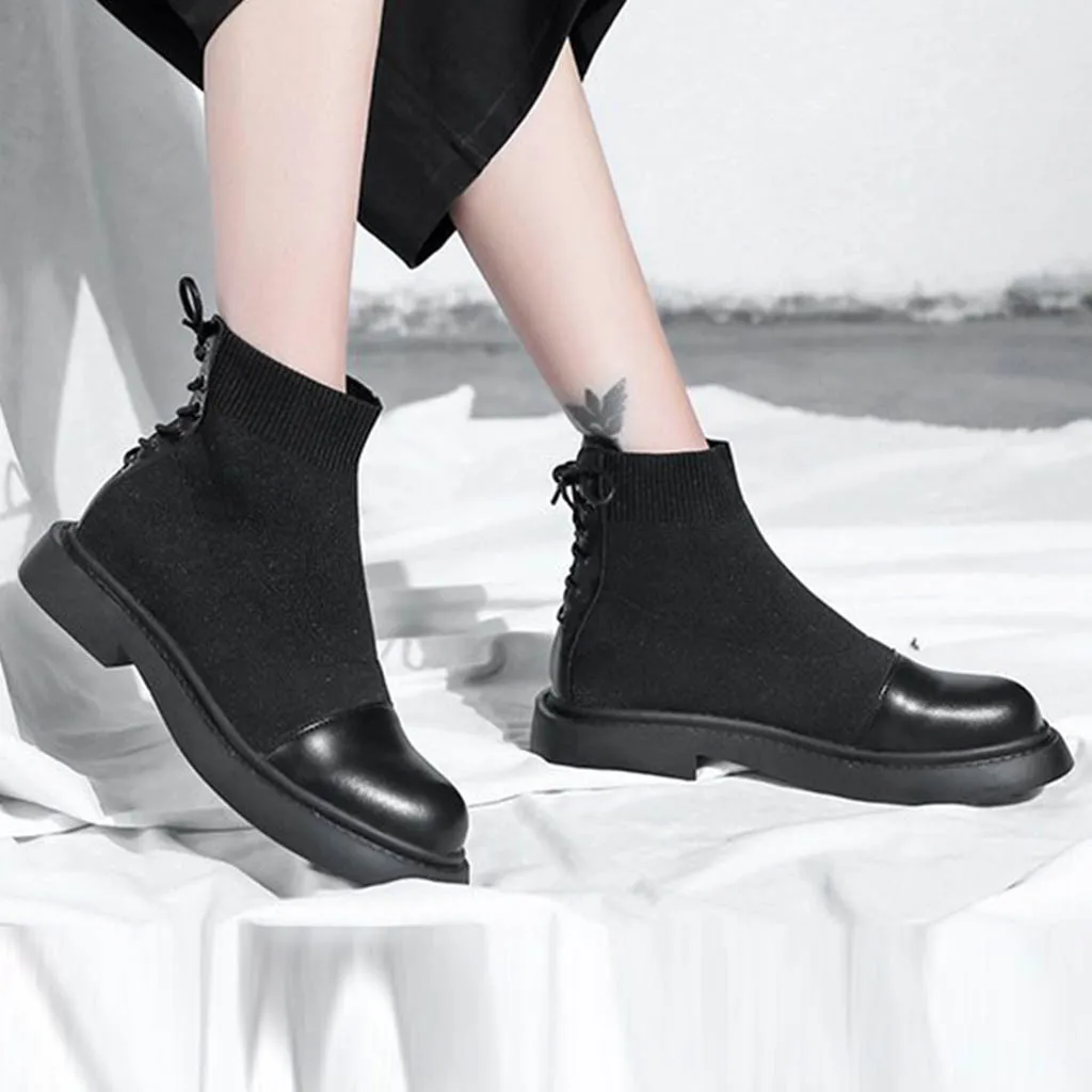 boots women botines mujer 2019 Fashion Small Ankle Boots Autumn Socks Boots Elastic Short Flat Women Boots ботильоны