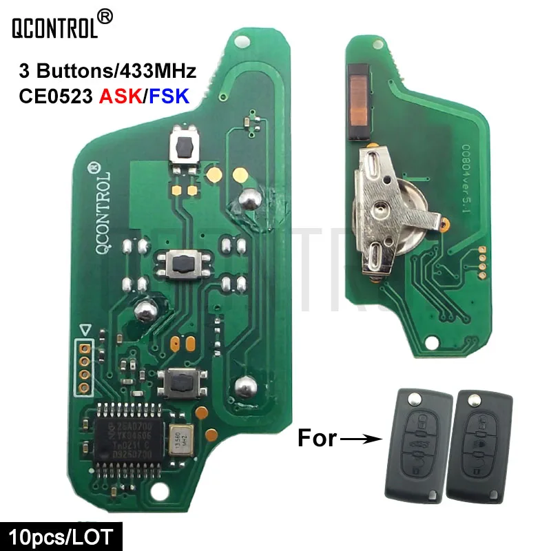 

Печатная плата дистанционного ключа QCONTROL для Peugeot 807, 407, 308, 307, 207, CC SW, Expert Partner, автоматический дверной замок (CE0523 ASK/FAK), автомобильный брелок