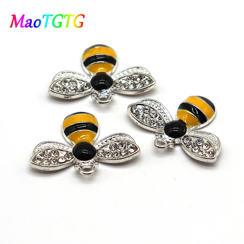 5pcs/lot Fashion Golden Bees Charms Pendant For Jewelry Making Necklace 23.5x18mm Bees Charms Pendant DIY Accessories Wholesale