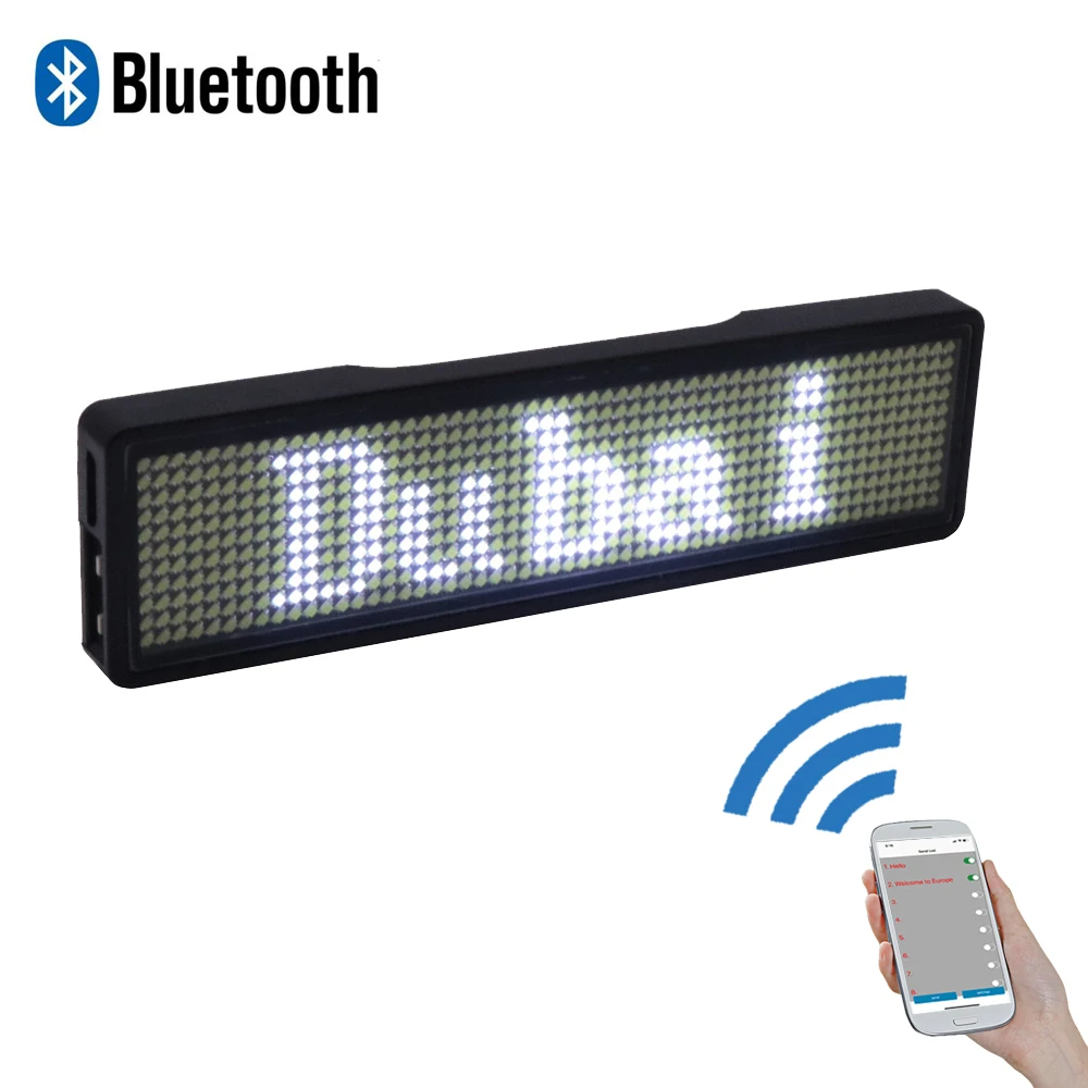 Bluetooth digital LED badge DIY programmable scrolling message mini LED display party event clear 11*55 pixels LED name sign afbeelding