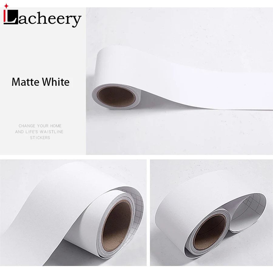 

New Living Room Waterproof Skirting Line Sticker Roll Self Adhesive Border Home Decorative White Waist Line Kitchen Wall Sticker