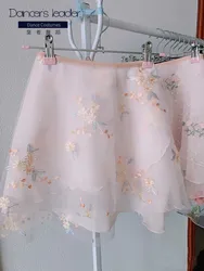 Ballet Skirt Double-layer Tulle Embroidered Women's Dance Skirt Gymnastics Practice Skirt Adult Ballet Lyric Skirt