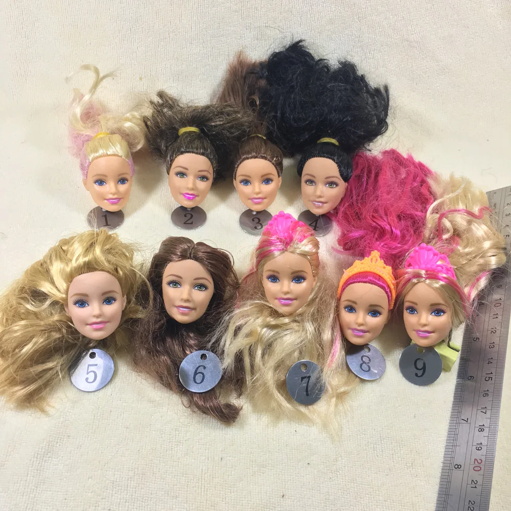 

B20-14 Original Foreign Trade European Beauty1/6 OOAK NUDE Doll Head Mussed Long Hair for DIY Soft PVC Head 90%NEW