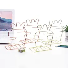 1 Pair Carrot Shaped Metal Book Ends Modern Decorative Bookshelf Decor For Bedroom Library Office School Supply