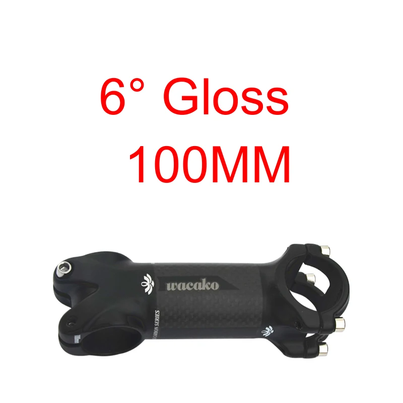 100mm Gloss Wacako сплав+ 3k углеродный 6 градусов ствол для горного велосипеда дорожный велосипед frok 28,6 мм бар 31,8*60 70 80 90 100 110 120 мм - Цвет: 100mm Gloss