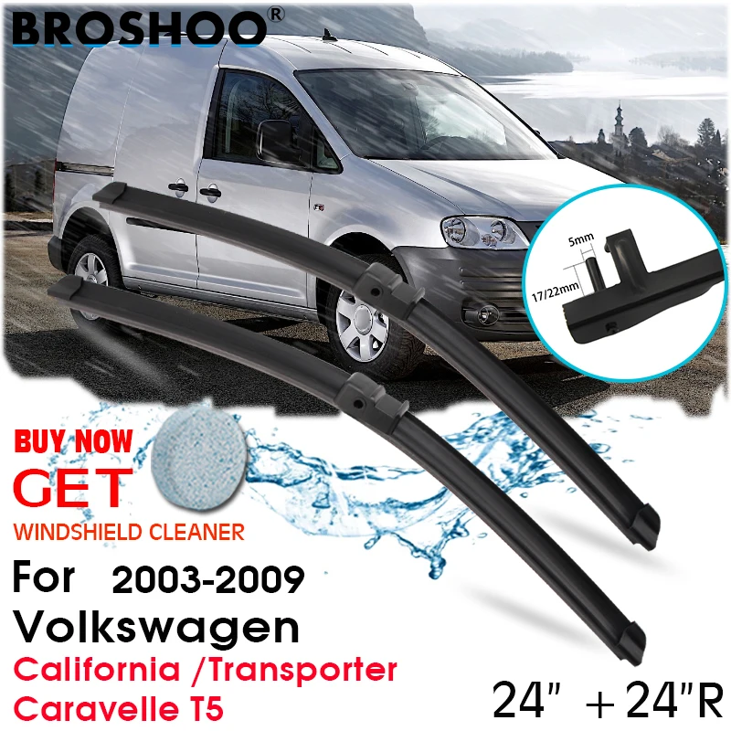 Accessori Auto Spazzole Tergicristallo Parabrezza Auto Per Volkswagen California /Transporter / Caravelle T5 24 "24" R 2003-2009
