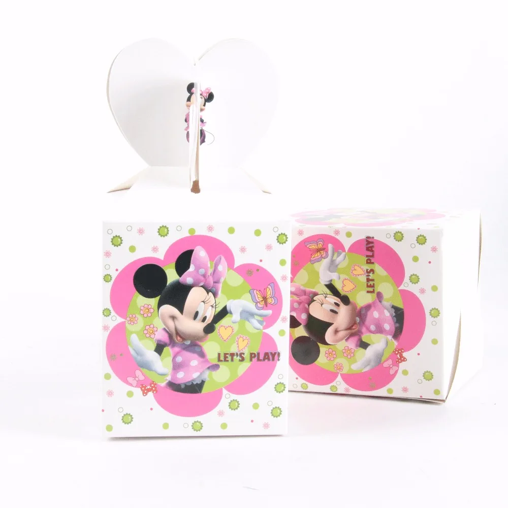 Minnie 12 шт./лот принцесса/СУПЕРГЕРОЙ/Человек-паук/Марио/единорог/Мстители коробка конфет Дети День рождения Подарочная коробка вечерние украшения - Цвет: Minnie