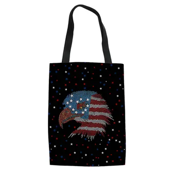 

Coloranimal The USA Flag On Animal Body Printed Women Totes Large Shoping Bags Eco Reusable Canvas Handbag Shoulder Bags