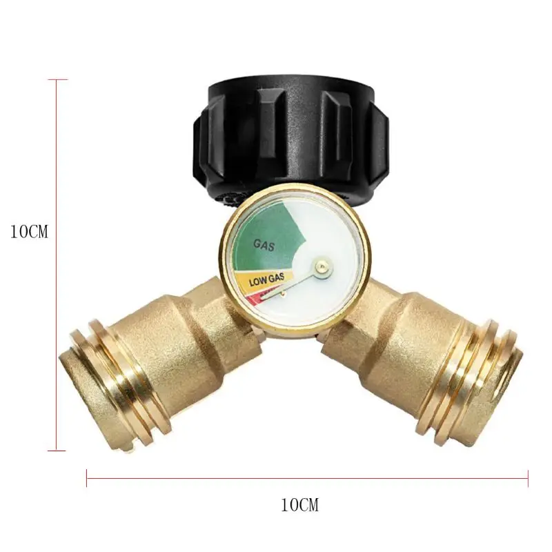 Пропан Y сплиттер тройник адаптер с газовым манометром Индикатор уровня бака детектор утечки
