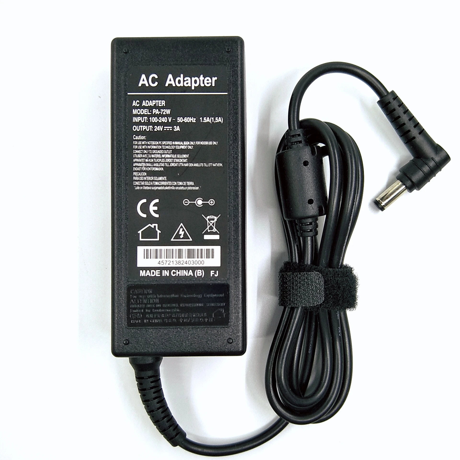 PA-72W адаптер высококачественные IC решения AC 100 V-240 V DC 24V 3A переключатель питания, 72W светодиодный адаптер, DC 5,5*2,5mm