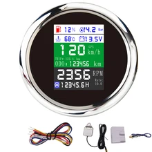 6 IN 1 Digital GPS Speedometer Odometer Tacho Meter  Water Temperature Fuel Level Gauge with GPS Antenna for Boat Car Motorcycle