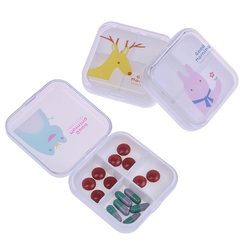 Travel 4 Compartment Pill Storage Box Organizer Tablet Medicine Storage Dispenser Holder Health Care Tool 3 Colour