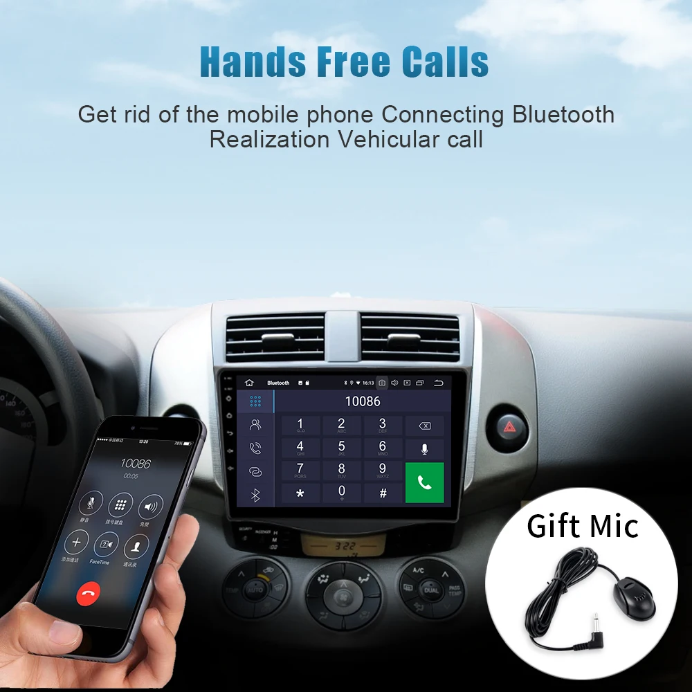Автомобильный GPS плеер Dasaita 9 &quotAndroid 0 Navi для Toyota RAV4 2009 2012 с 2G 16G четырехъядерным