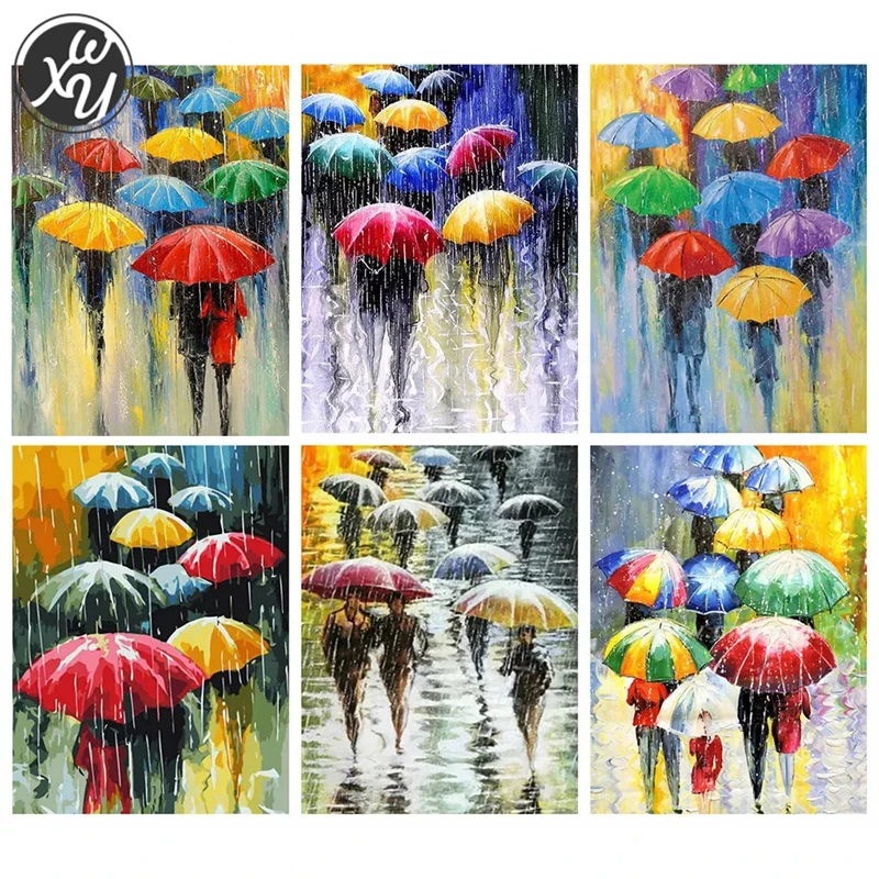 WEIWEI pintura de diamante 5D de paraguas para hombre, pintura famosa de cuadrados y redondos, mosaico de arte, bordado de diamantes, Kits de punto de cruz, decoración|Pintura de punto de cruz