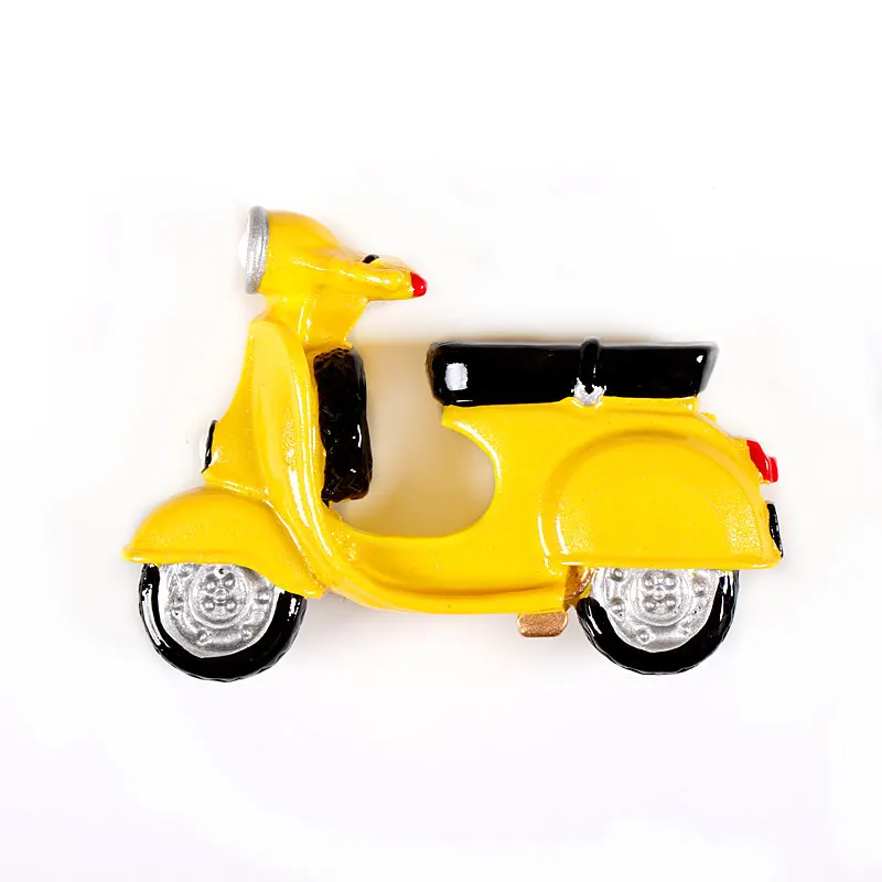 yellow 3d мотоцикл магнит на холодильник креативный мультфильм моделирование транспорт батарея автомобиля магнитное украшение детский подарок - Цвет: yellow