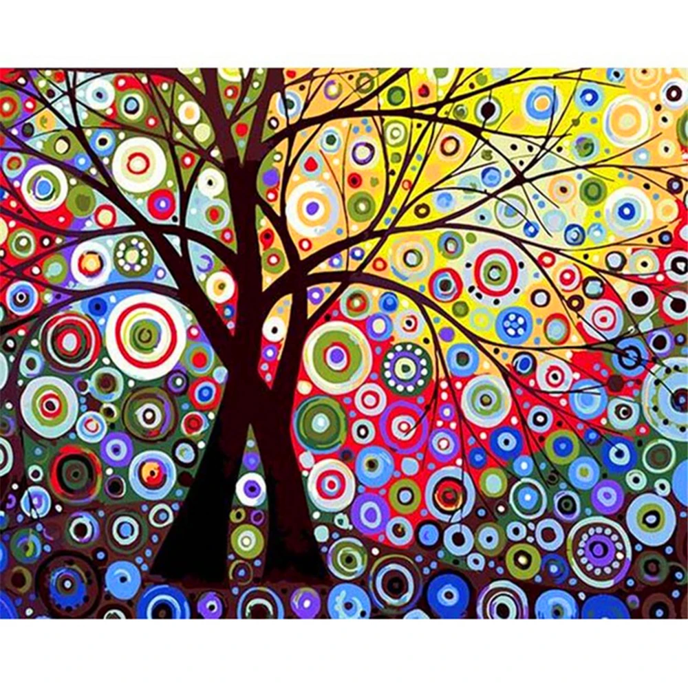 

SurrealisticTree Paint By Numbers DIY Set For Quarantine Depression-Killer DIY Oil Painting With Combo Frame and Colorful Canvas