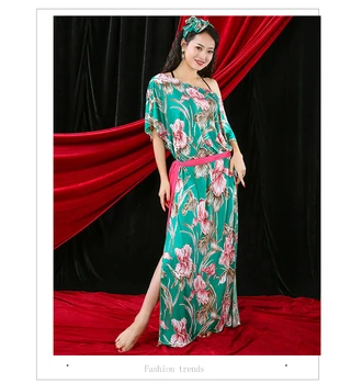 

2020 NEW Belly Dance Costume Folk Robe Women Saidi Practice Robe Loose Design Dress+Hair Band+Belt Japan Hot Sell