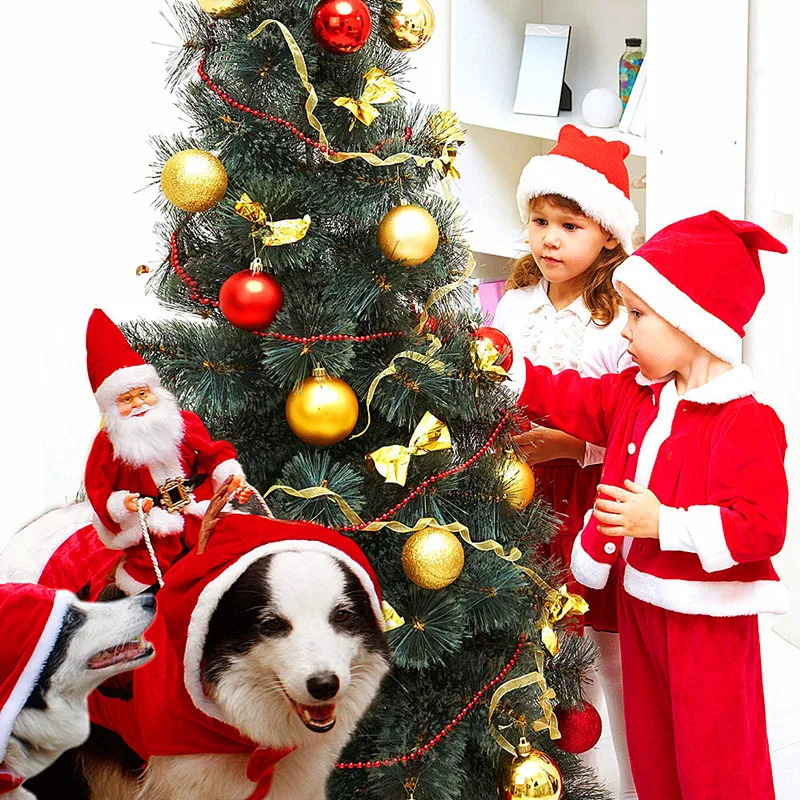 Рождественские костюмы для собак, кошек, Забавный костюм Санта-Клауса для собак, кошек, зимняя теплая одежда для собак, чихуахуа, мопс, одежда для йоркширского терьера