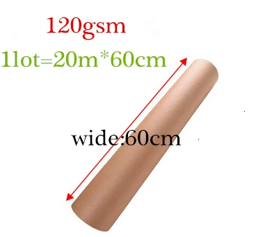 120g Kraft 60cmx20m 30-60 см в ширину, 80 г, 120 г, коричневая крафт-упаковка, рулон пинг-бумаги для свадьбы, дня рождения, вечеринки, подарочная упаковка, упаковка, искусство, ремесло, скрапбук - Цвет: 120g Kraft 60cmx20m