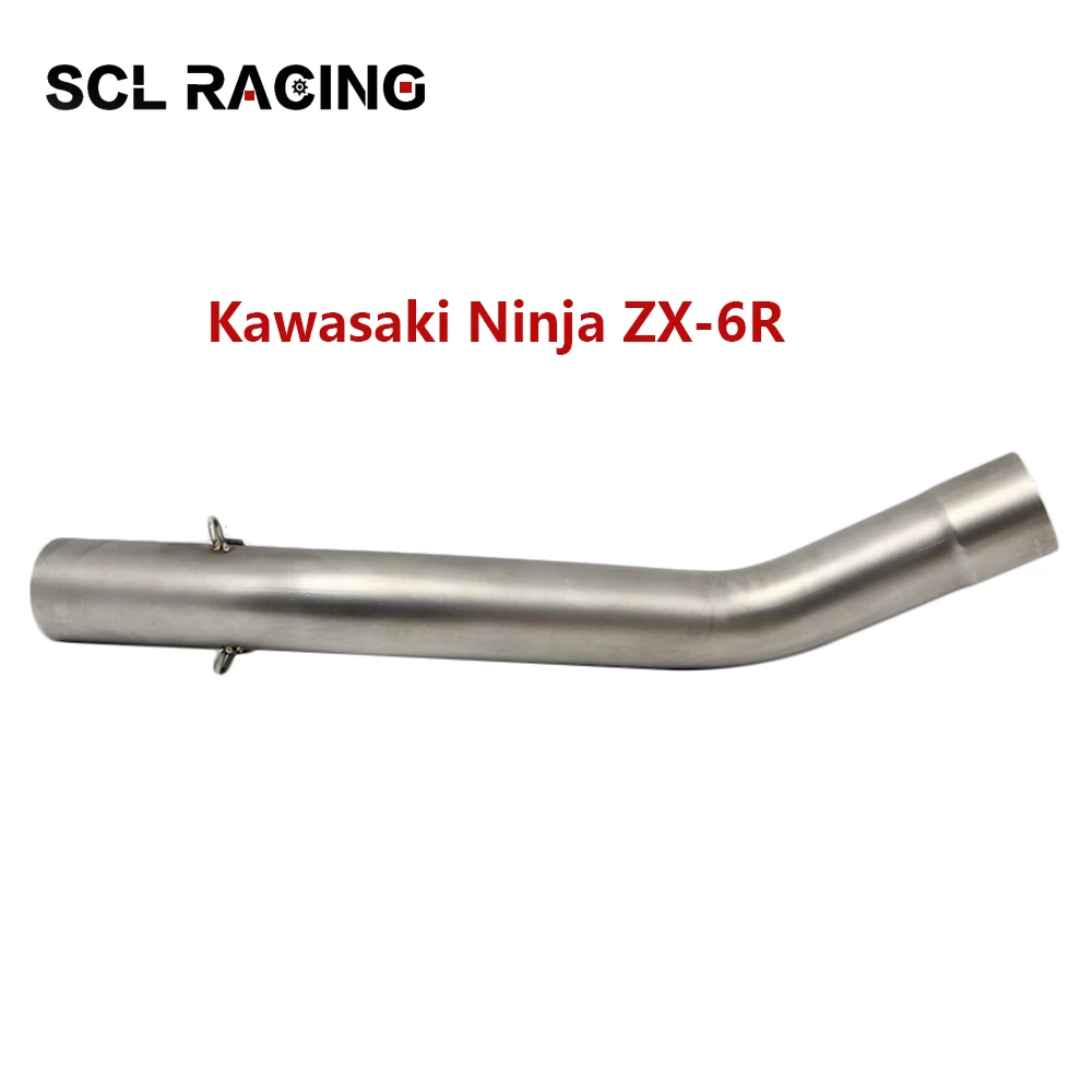 Alconstar 1Pc Motorcycle Stainless Steel Exhaust Middle Pipe Link Pipe