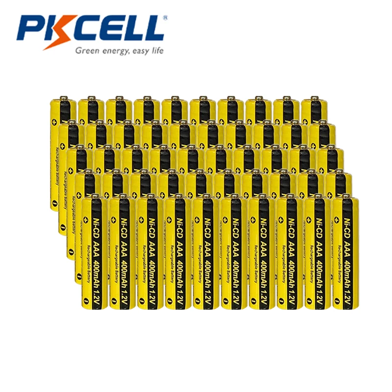 50 шт. PKCELL NICD аккумуляторная батарея 1 2 V AAA 400mah батареи Кнопка Топ для резки травы
