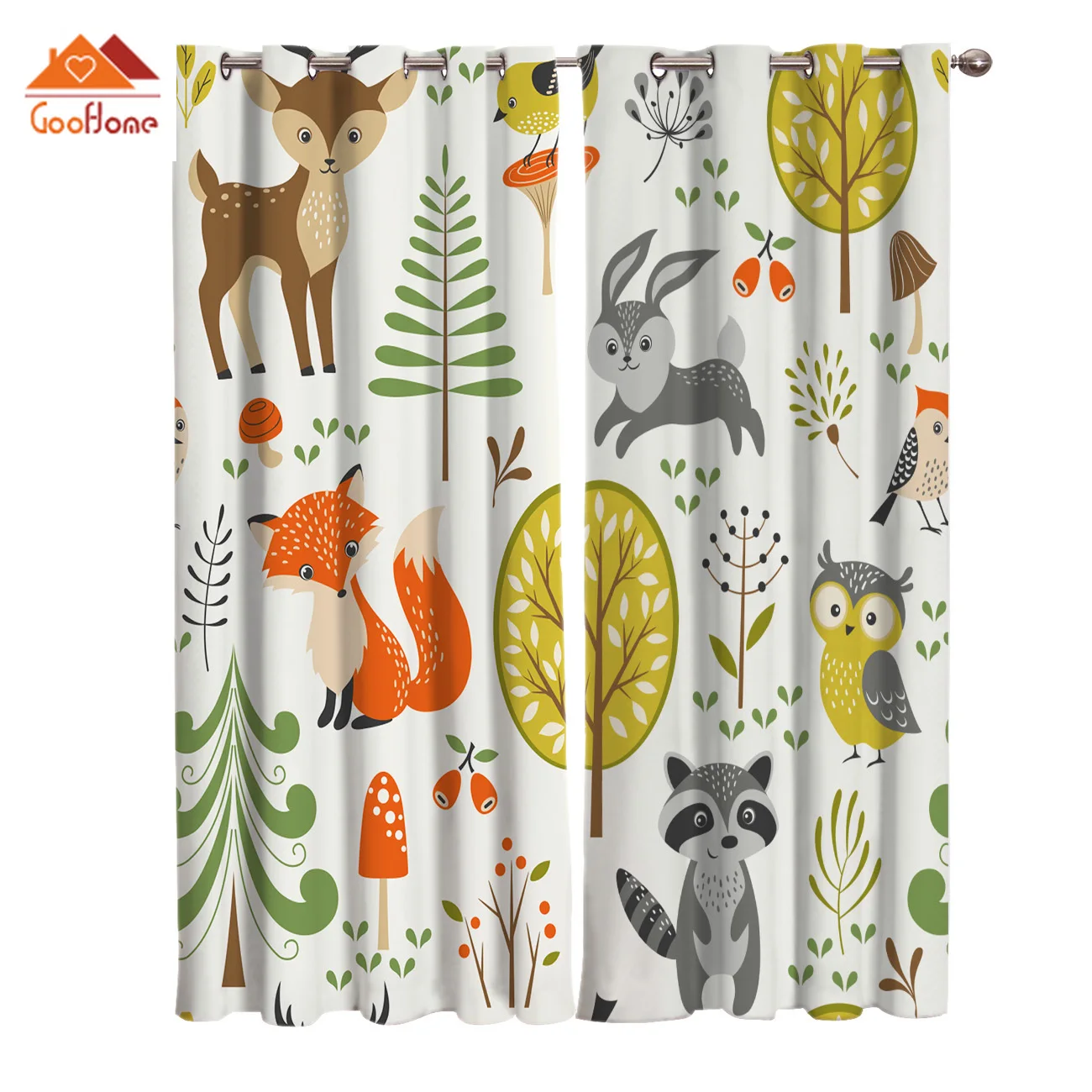 Cartoon Animals World Window Curtains Living Room Outdoor Fabric Drapes Curtain Home Decor | Дом и сад