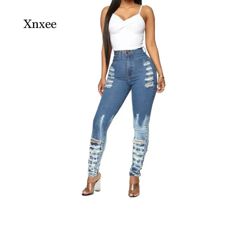 High Waist Ripped Butt Destroyed Jeans 