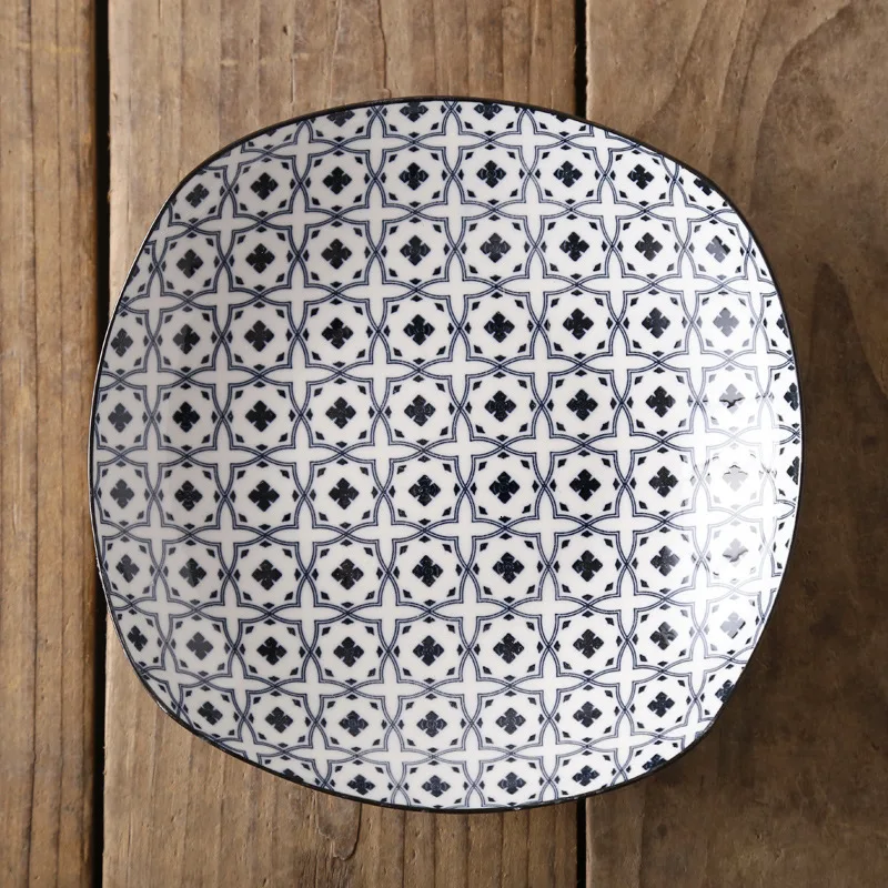Европа современный лаконичный глазурь вниз окрашенная керамика фарфоровая тарелка посуда бытовая 8 дюймов Глубокий квадратный ceramica диск для еды - Цвет: A