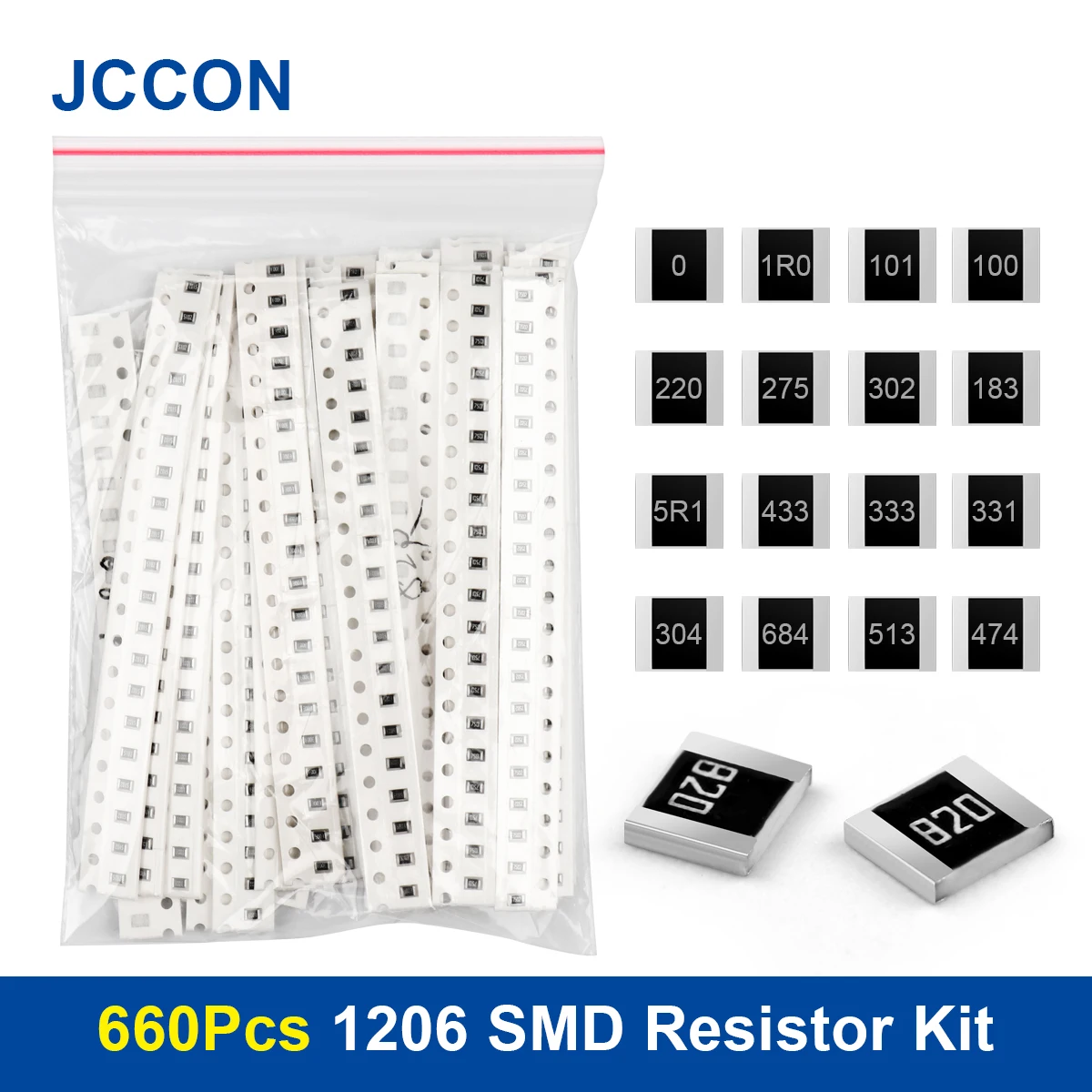 660Pcs 1206 SMD Resistor Assorted Kit 1ohm-1M ohm 33Values x 20Pcs=660Pcs Sample Kit 1% Chip Fixed Resistor DIY 1206 1% smd resistor kit assorted kit 1ohm 1m ohm 33values 20pcs 660pcs kit