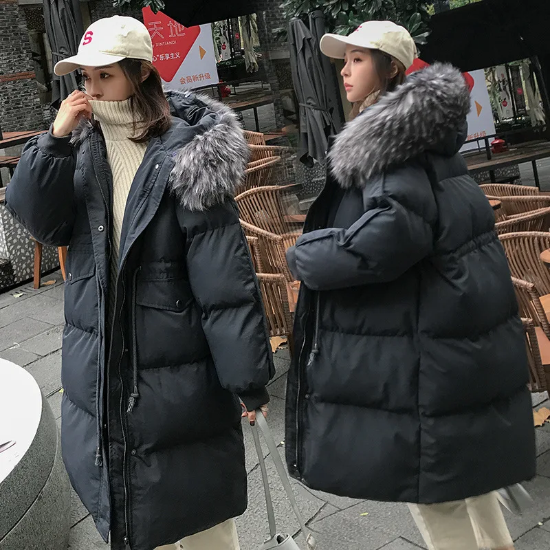 

Large Fur Collar Cotton-padded Clothes Women's Mid-length 2019 Winter New Style Korean-style down Jacket Cotton-padded Clothes T