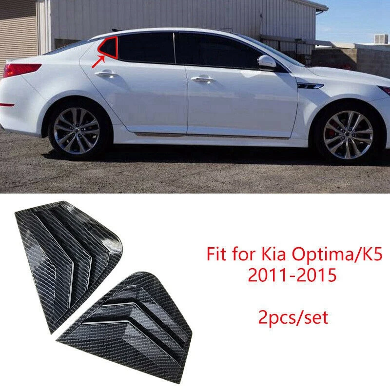 2x Carbon Fiber Style Rear Side Window Quarter Louver Cover For Kia