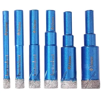 

6pcs Durable Diamond Coated Core Drill Bit Dry Drilling for Glass Marble Granite Applicable to All Ceramic Tiles Vitrified Tiles