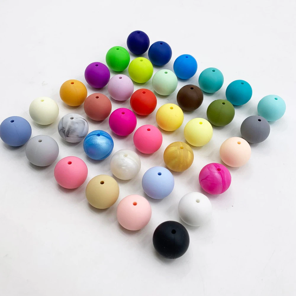Силиконовые бусины 200 шт./лот 15 мм круглое ожерелье для прорезывания зубов