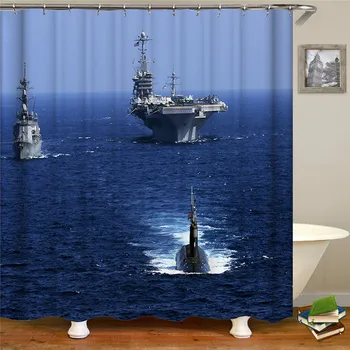 

Blue Sea View Shower Curtain High Quality Waterproof Polyester Fabric Bathroom Decorative Curtain