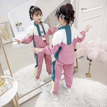 

2019 Teenage Girls Clothing Sports Jackets + Pants 2 pieces Sets Kids Girls Fall Clothes 6 8 10 12 Years New Autumn