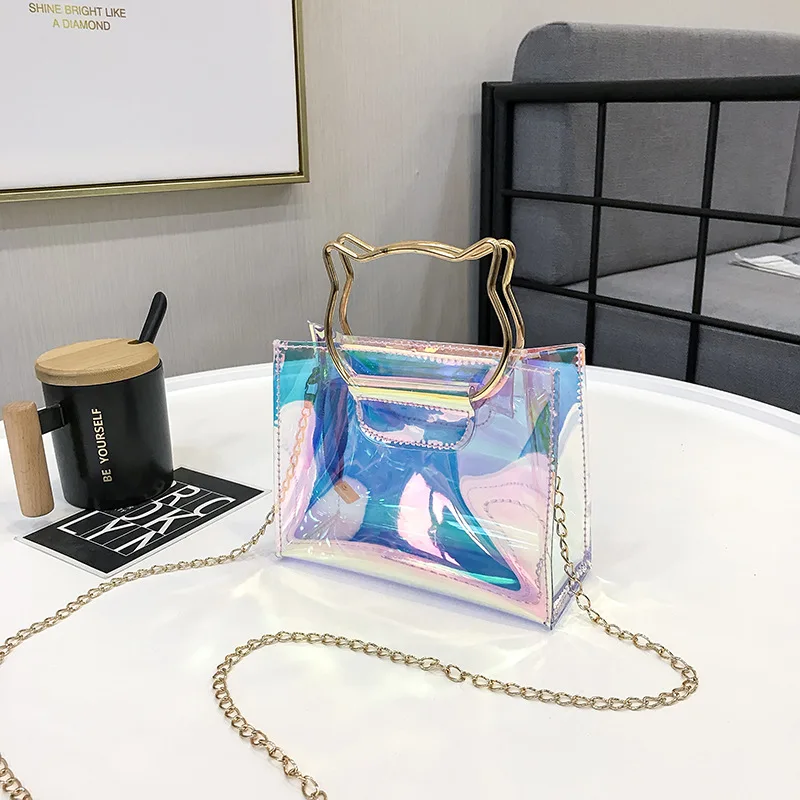 

personality Transparent PVC Shoulder Bags Women Candy Color Women Jelly Bags Purse Solid Color Handbags Capacity Crossbody Bag