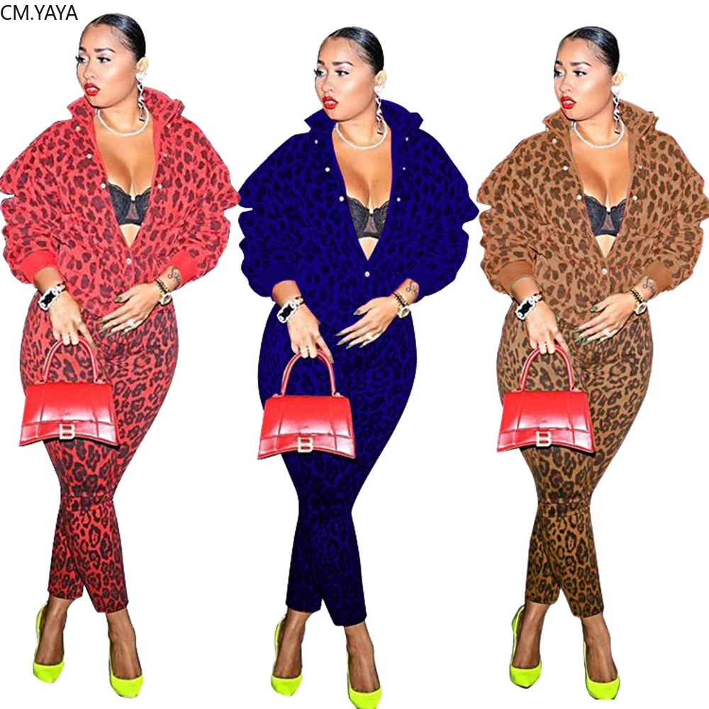 

GL Winter Women's set Full sleeve Leopard Print Jackets Pants suit two piece set tracksuit outfits Club Sporty Street Wear F8238