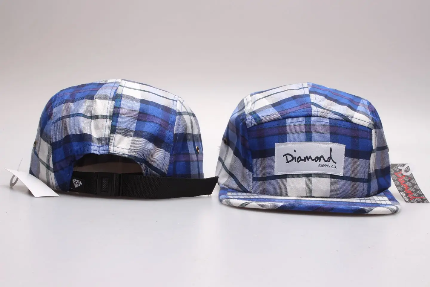 Ромбовидная решетка синий strapback шапки для мужчин женщин взрослых хип хоп 5 панелей hapeu bones masculino touca головные уборы gorras