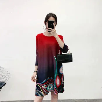 

Pleated Early Spring 2020 New Style Large Print Pleated A-line Dress