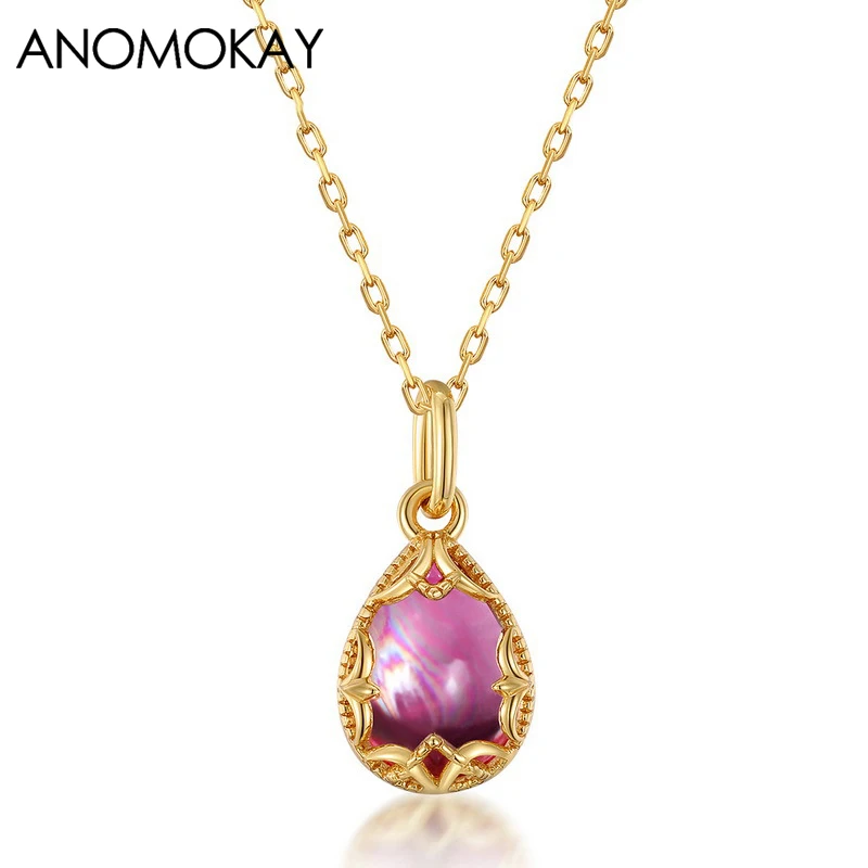 

Anomokay New Classic Water Drop Crystal Pros Cons Both Can Wear Rose Gold Color Necklace 925 Sterling Silver Necklace for Women