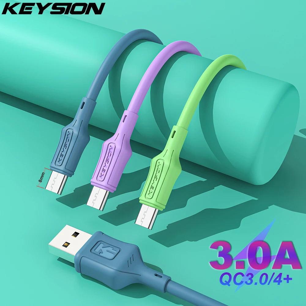 KEYSION 8mm USB Cable Fast Charging Type C Cable for Samsung A52 Charger Data Charge USB C Cable for Xiaomi Redmi Phone USB Cord