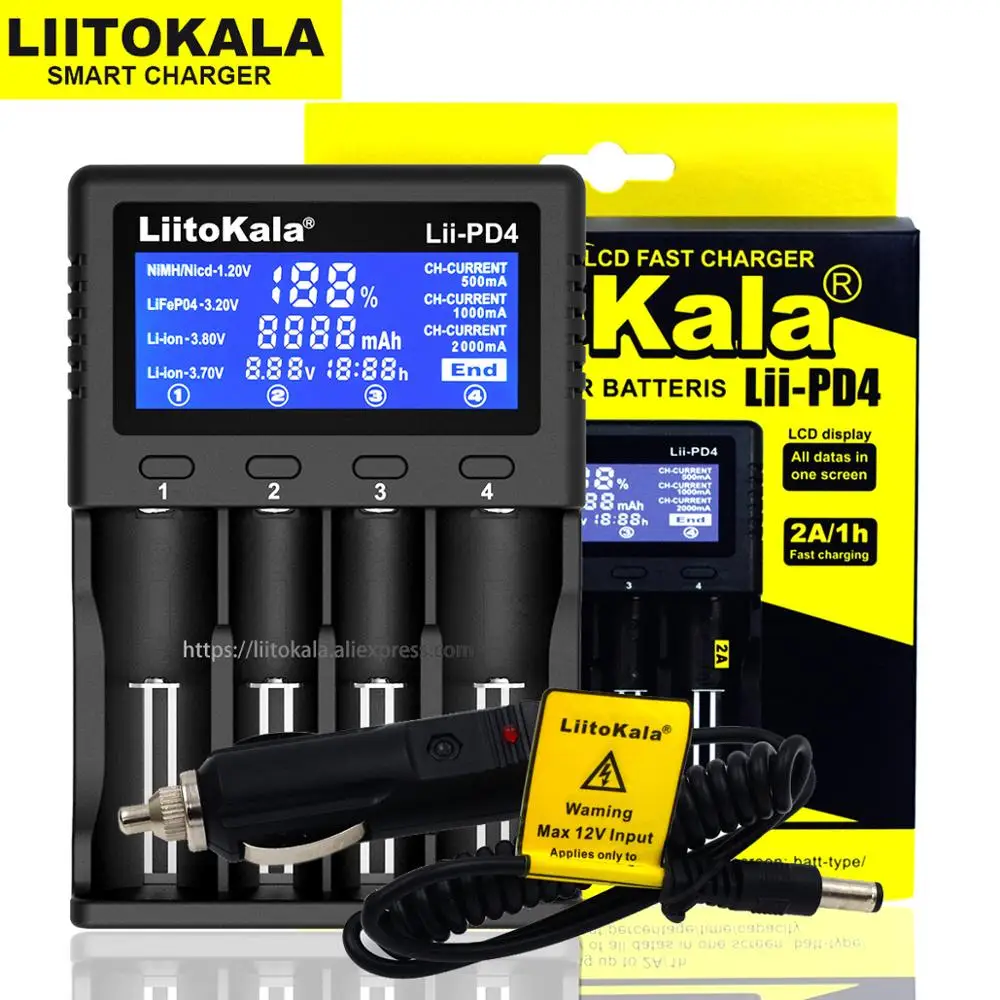 Liitokala Lii-PD2 Lii-PD4 Lii-402 3.2V 3.7V 3.8V 1.2V 25500 18650 18350 26650 20700 14500 NiMH Lithium LiFePO4 Battery Charger battery charger battery charger adapter