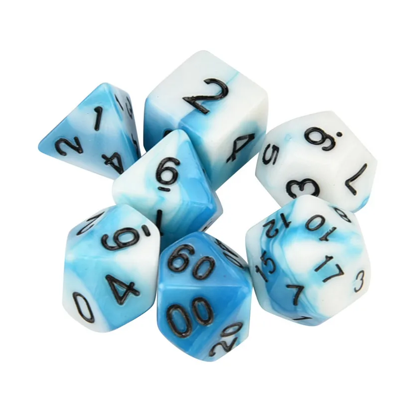 7Pcs dice set trgp game polyhedron D4-D20 multi-faceted new dice tower acrylic dados rpg two-color multi-faced dnd dice 30A19 (13)